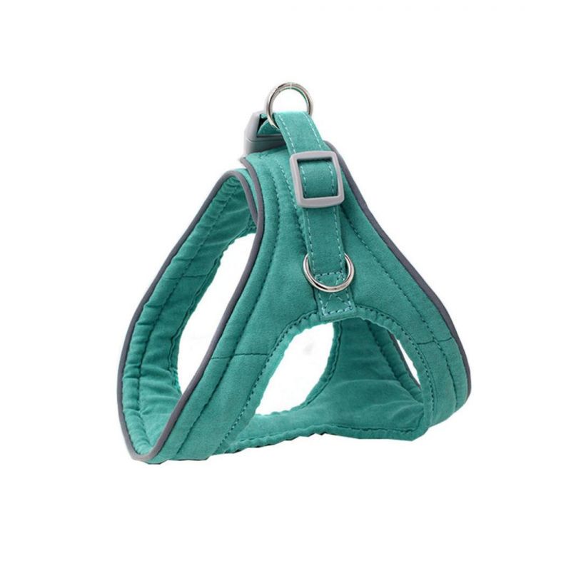 All Round Reflective Pet Harness Soft Suede Dog Harness with Dog Leash