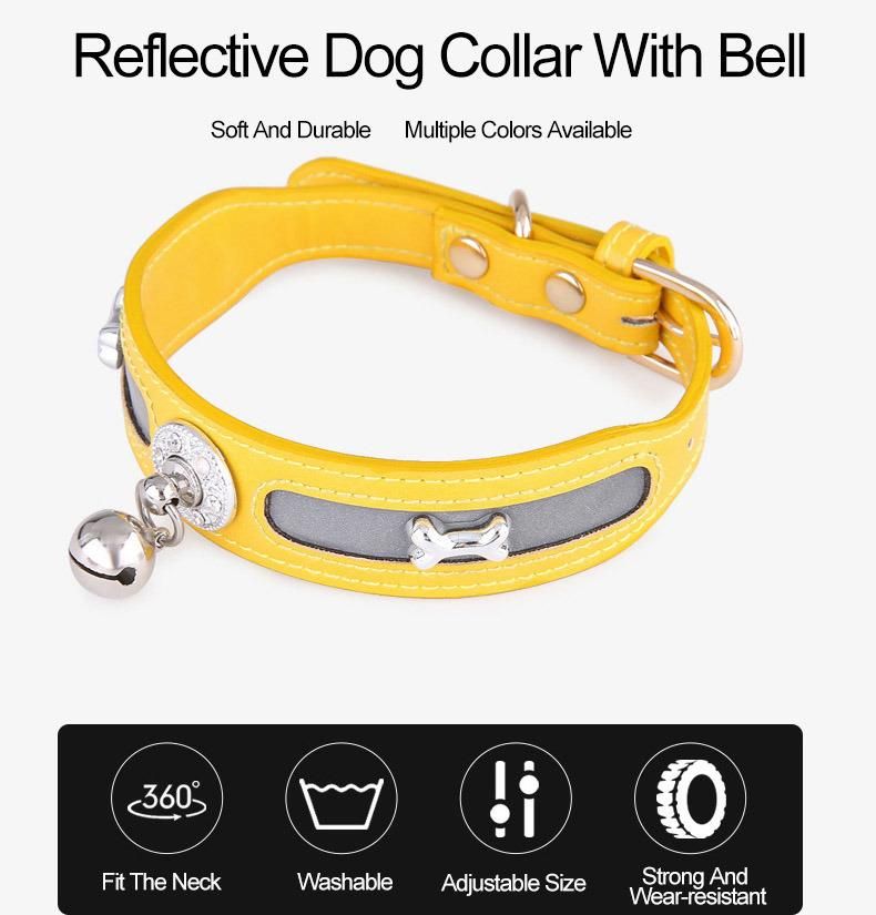 Wholesale Hot Selling Small Medium Sized Pet Cat Dog Reflective Collar with Bells