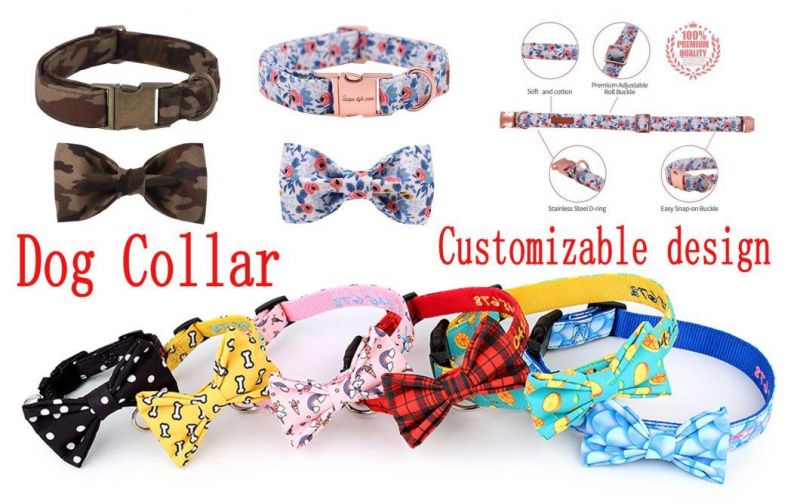 Dog Collar Bow Tie Collar Adjustable Collars Retractable Dog Leash Walk Dog Customized Brand Logo Customized Color Aceeptable