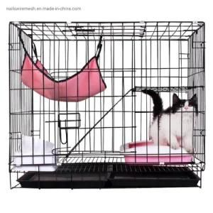 double -deck Foldable Indoor Stainless Steel Wire Pet Cat Dog Cage
