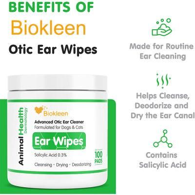 Biokleen OEM Custom Antibacterial Pet Cleaning Private Label Soft Pure &amp; Natural Ear Eye Organic Pet Paw Wipes