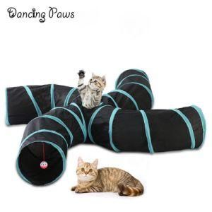 Pet Products Retractable Foldable Polyester Cloth Cat Ring Four-Way Tunnel Cat Toy Foldable Cat Channel