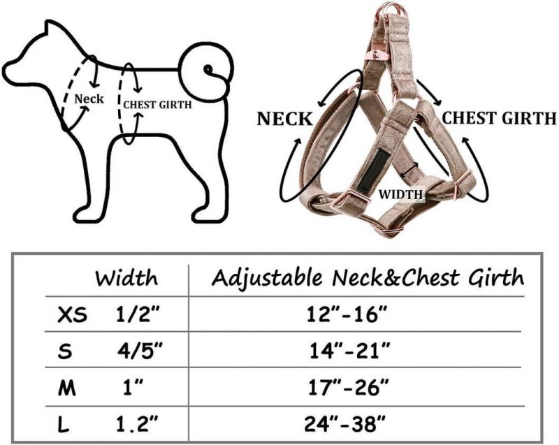 Adjustable Halter Velvet Heavy Duty Dog Harness for Small Medium Large Dogs