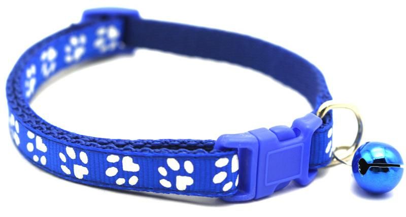 Manufacturer Wholesale Multi-Colors Paw Print Adjustable Nylon Cat Dog Collar with Bell