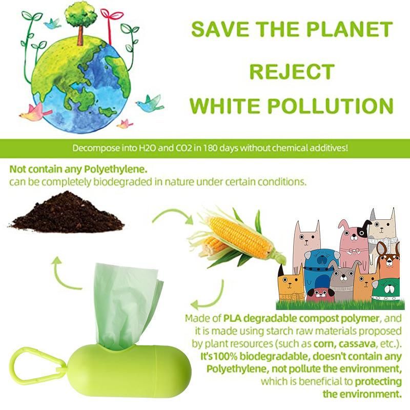 Biodegradable Pet Waste Bags Compostable Dog Poop Bag with Dispenser