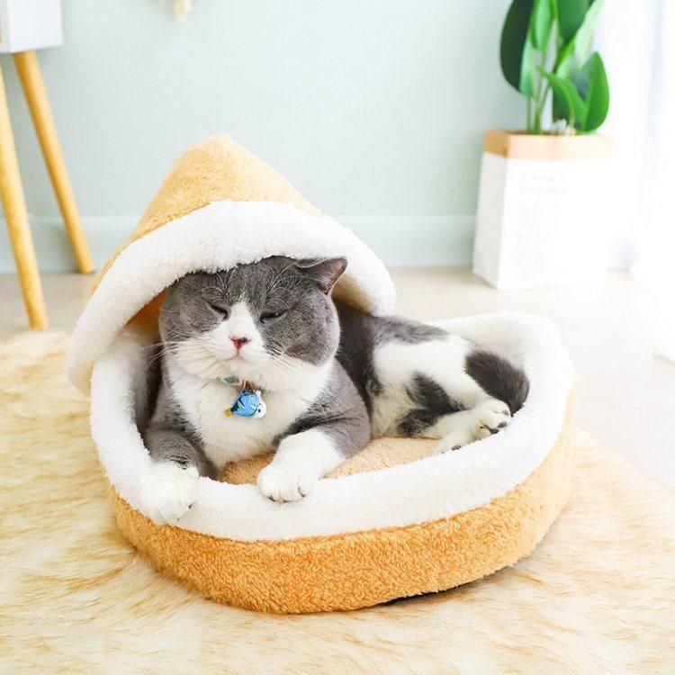 New Design Hamburger Style Winter Warm Breathable Shell Nest House Pet Dog Cat Cave Bed