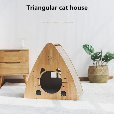 Triangle Cat Nest Corrugated Paper Cat House Toy with Anti-Scratch Board 0236