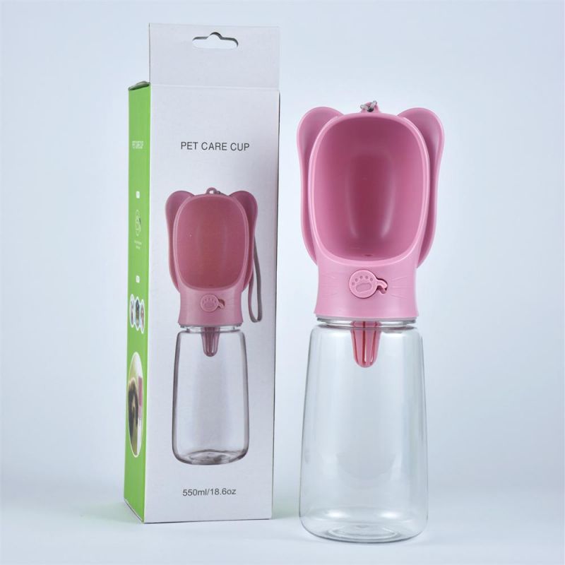 Pink Color Good Quality Pet Water Drinking Bottle with Bowl