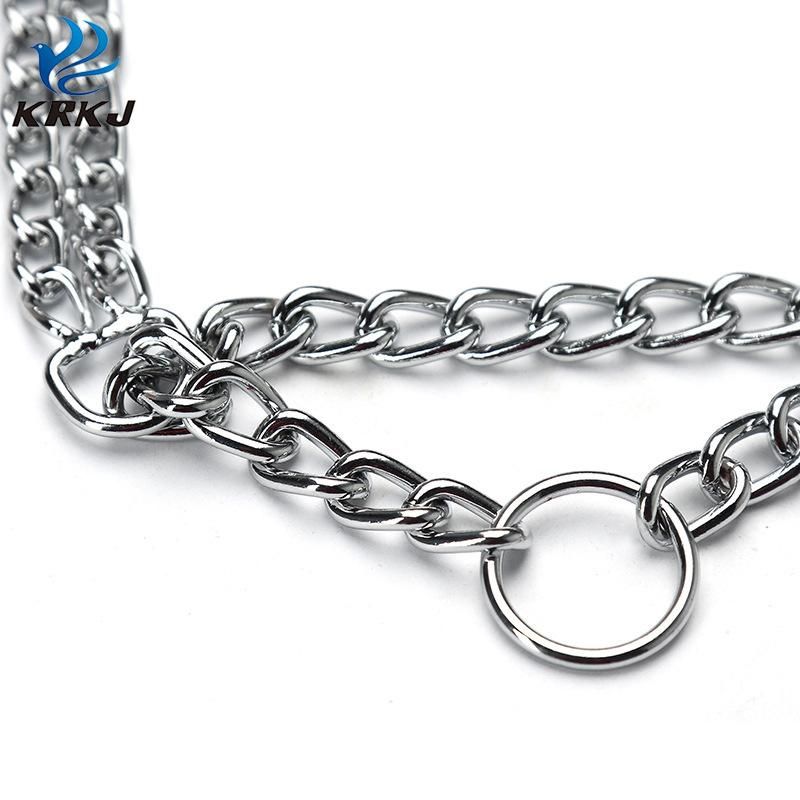 New Upgraded Version Adjustable Silver Tactical Running Dog Double Row Metal Chain Collar