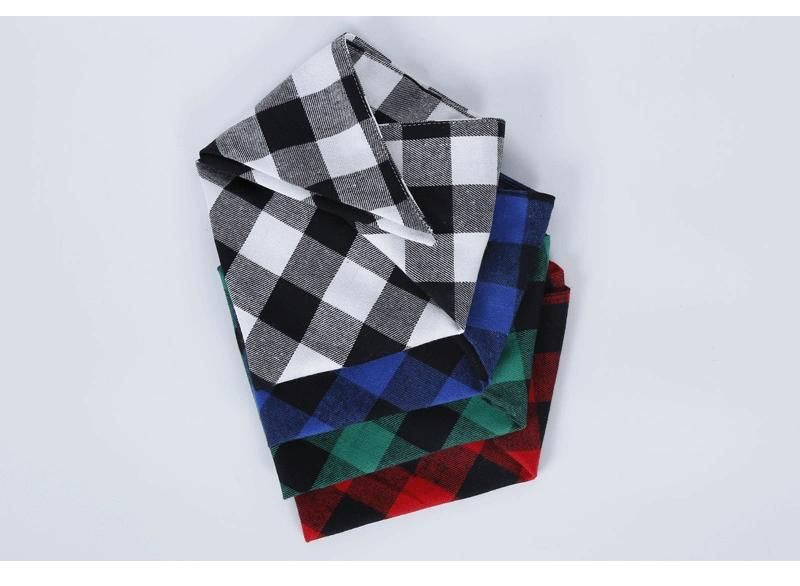 Amazon Best Seller Triangle Bibs New Styles Dog Kerchief Promotion Plaid Printing Cotton Pet Bandanas