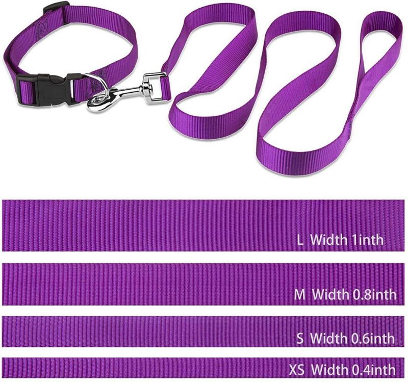 Classic Solid Colors Dog Collar and Leash Set