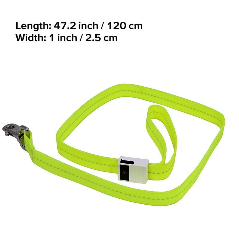 47.2 Inch / 120cm Waterproof LED Webbing, Replaceable Battery, 3 LED Flashing Mode, Soft PVC Pet Leash, Glowing at Night LED Dog Leash