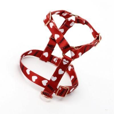 Heart Pattern Heat Transfer Print Polyester Dog Harness