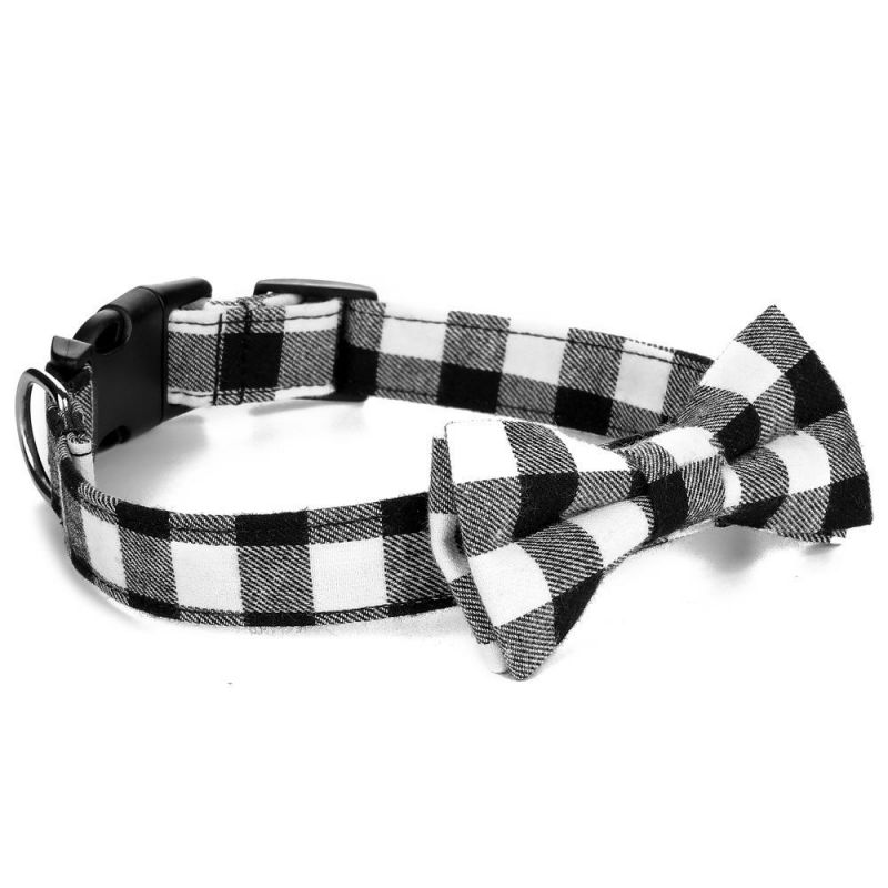 Bowknot Pet Dog Collar, Adjustable Buckle Kitty Necktie Light Dog Plaid Bow Tie Collar//