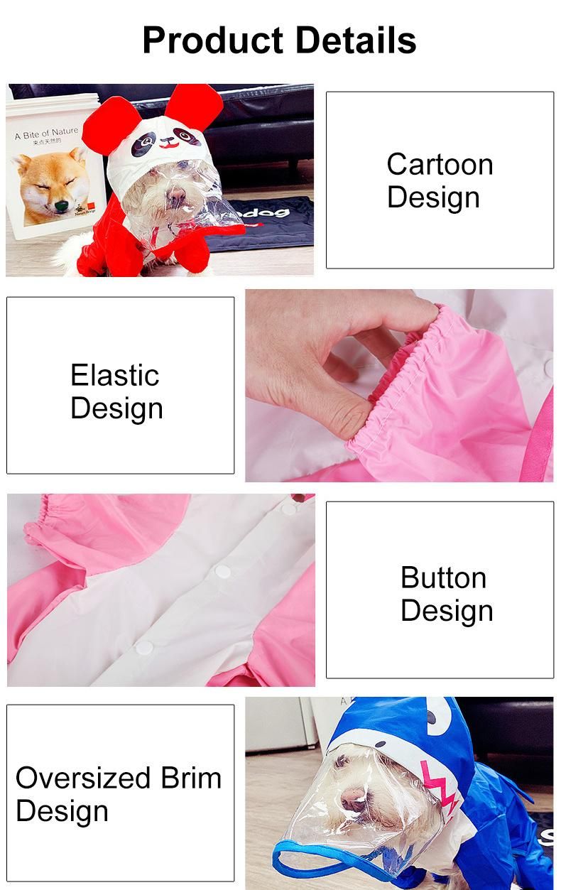 Fashion Pet Dog Raincoat with Hood Poncho, Eco Waterproof Puppy Jacket Pet Rain-Gear Clothes for Small Large Dogs/Cats