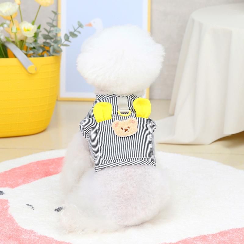 Amazon Hot Selling Pet Clothes Dog Chest Back No Leash Vest Teddy Cat Clothes Pet Clothes Vertical Bar Chest Back