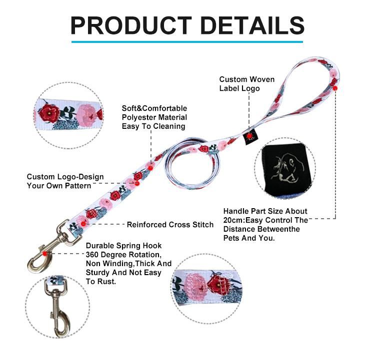 Pet Products Nylon Leather Dog Collar Leash Set with Custom Paper Card Packaging