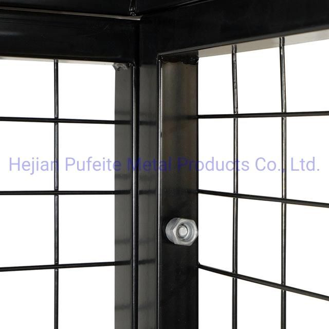 Black Powder Coated Wire Mesh Gas Cylinder Cages.