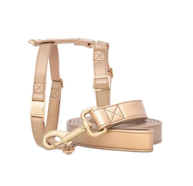 Luxury Faux Leather Dog Collar Leash Harness with Small MOQ
