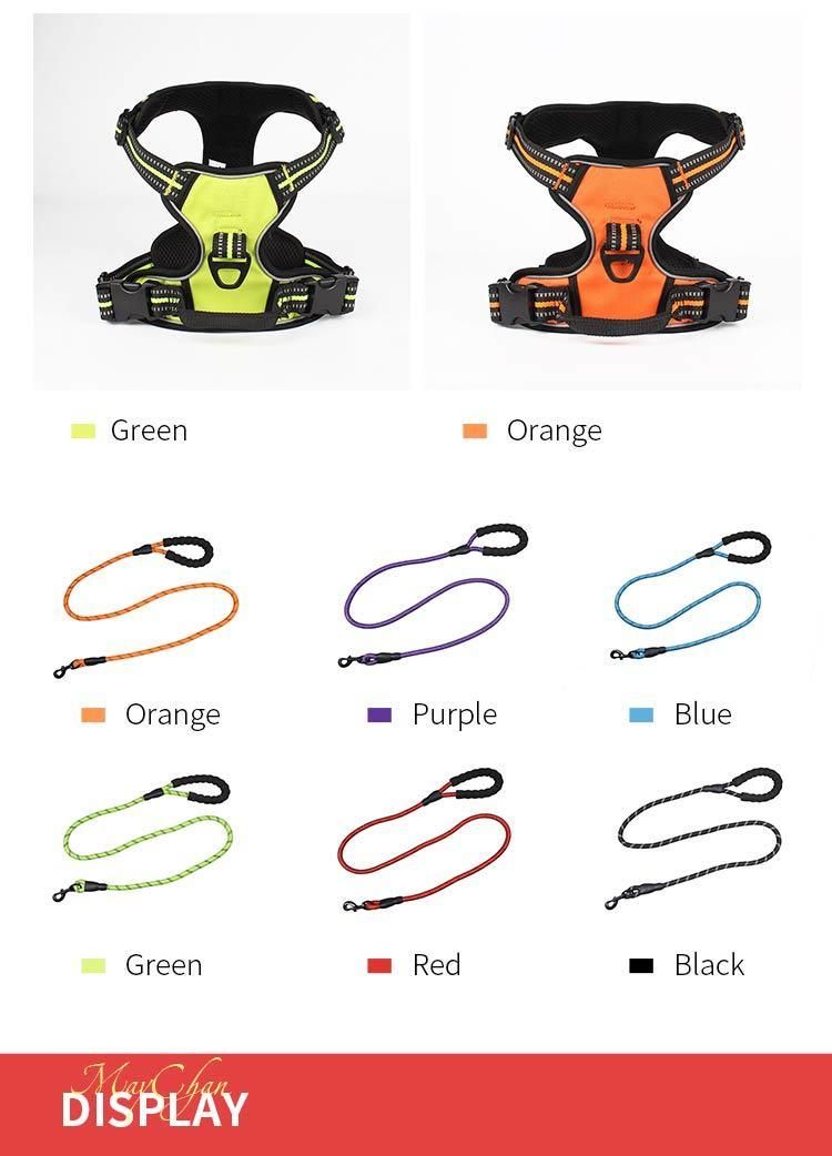 Custom High End Reflective Vest Mesh Padding Pet Set Soft Neoprene Customizable Without Handle Harness Dog Leash