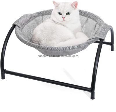 Elevated Cat Bed Pet Free-Standing Hammock Cat Breathable Hanging Nest with Detachable Cover and Heavy Duty Iron Frames