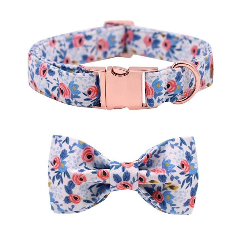 Luxury Accessories for Dogs Cats Nylon Adjustable Metal Buckle Dog Collar and Leash Set 2021 Custom Pattern Bandana Pet Supplies