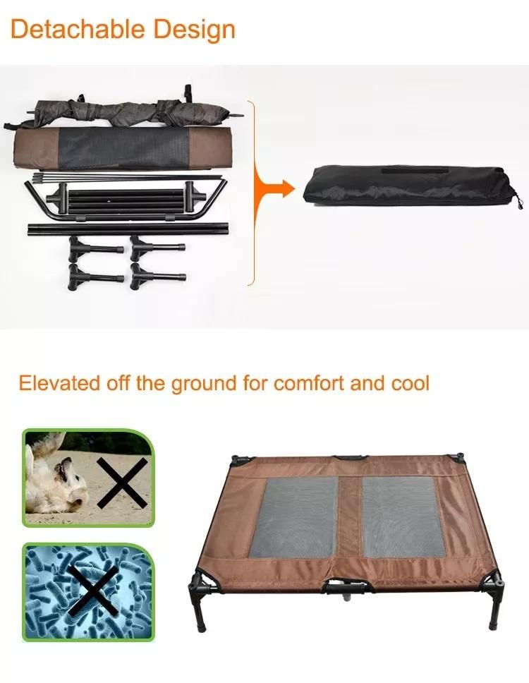 Outdoor Elevated Dog Cot Bed Raised Dog Bed with Removable Shade Canopy Tent