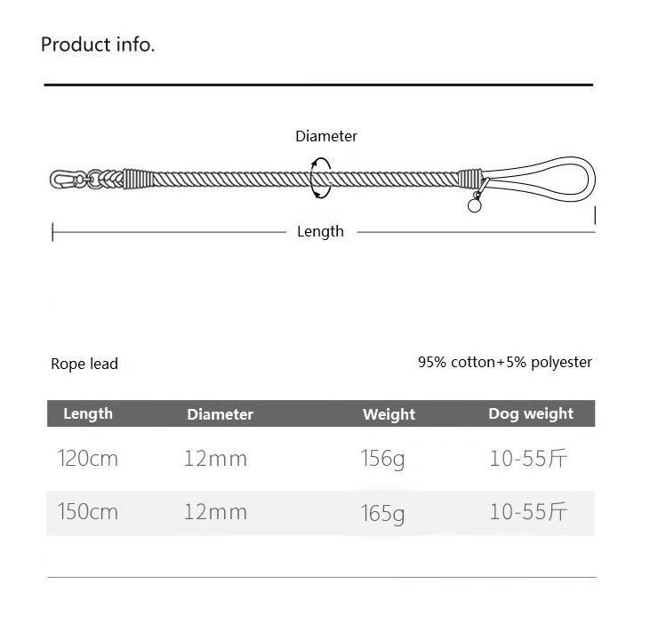 Handmade Customized Solid Clasp Wholesale High Quality Dog Rope Lead