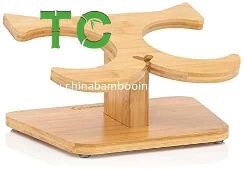 Wholesale Bamboo Raised Pet Feeder Elevated Cat Bowl Stand - 2 Stainless Steel Cat Bowls