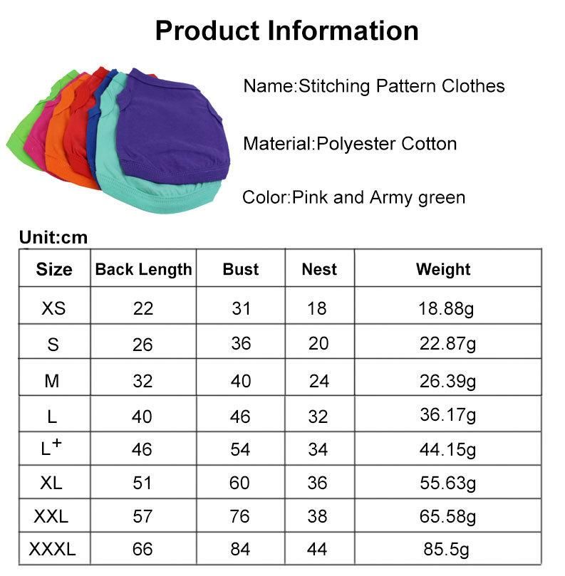 Wholesale Summer Cheap Cotton Plain Color Pet Dog Clothes Blank Dog T Shirt for Large Medium Small Dog Clothes