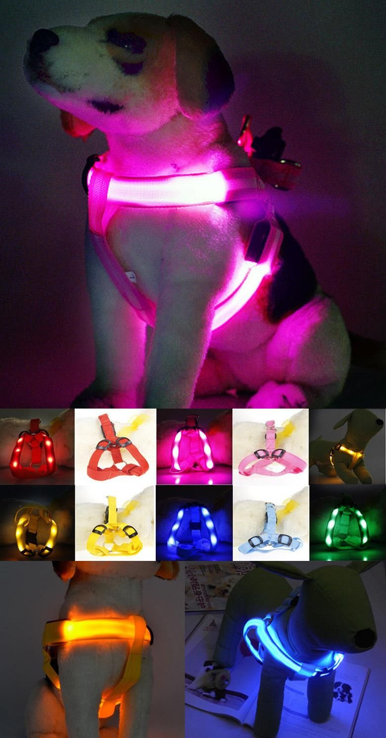 Rechargeable Glowing LED Pet Dog Cat Harness Safety Leash