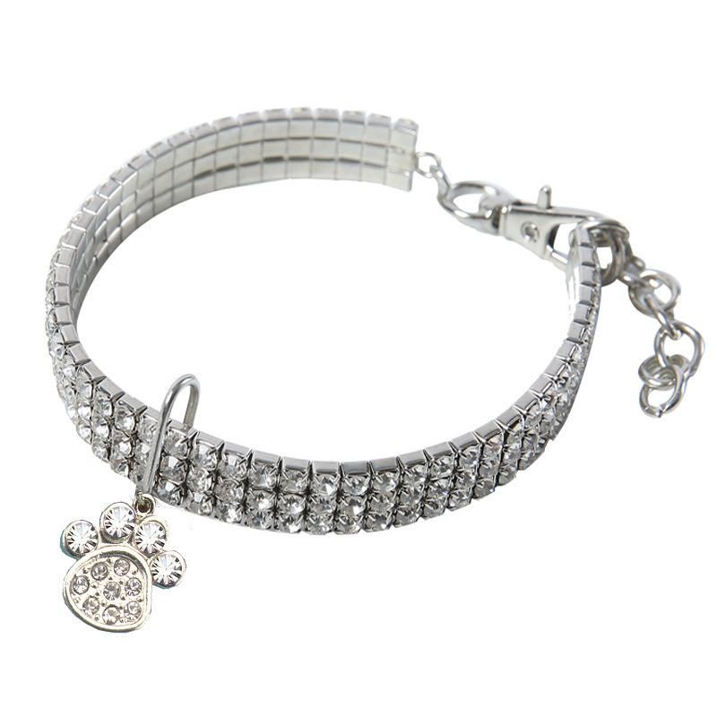 Pet Accessories Cat Product Supply Pet Dog Collar Strap Shine Jewelry Crystal Dog Elastic Necklaces