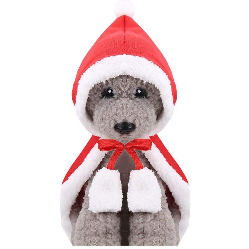 Holiday Dress up Apparel Party Supplies Pet Dog Cat Red Hat Dog Cloth/ Christmas Santa Hats Cloak, Plush for Dogs Fleece Novelty