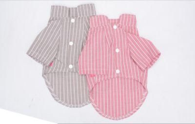 Summer Fastener Stripe Pocket T-Shirt Dog Accessories Apparel Pet Clothes