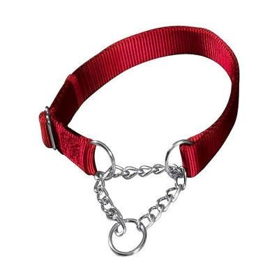 OEM Wholesale Adjustable Nylon Martingale Dog Training Collar with Stainless Steel Choke Chain