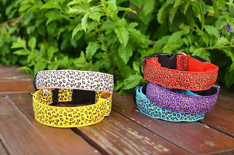 Pet Dog LED Luminous Collar New Leopard Adjustable Luminous Collar