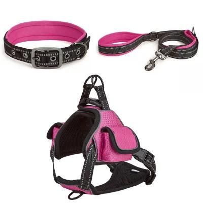 Amazon Hot Style Factory No Pull Dog Harness Adjustable Reflective Oxford Easy Control Dog Harness with Heavy Duty Dog Leash Set