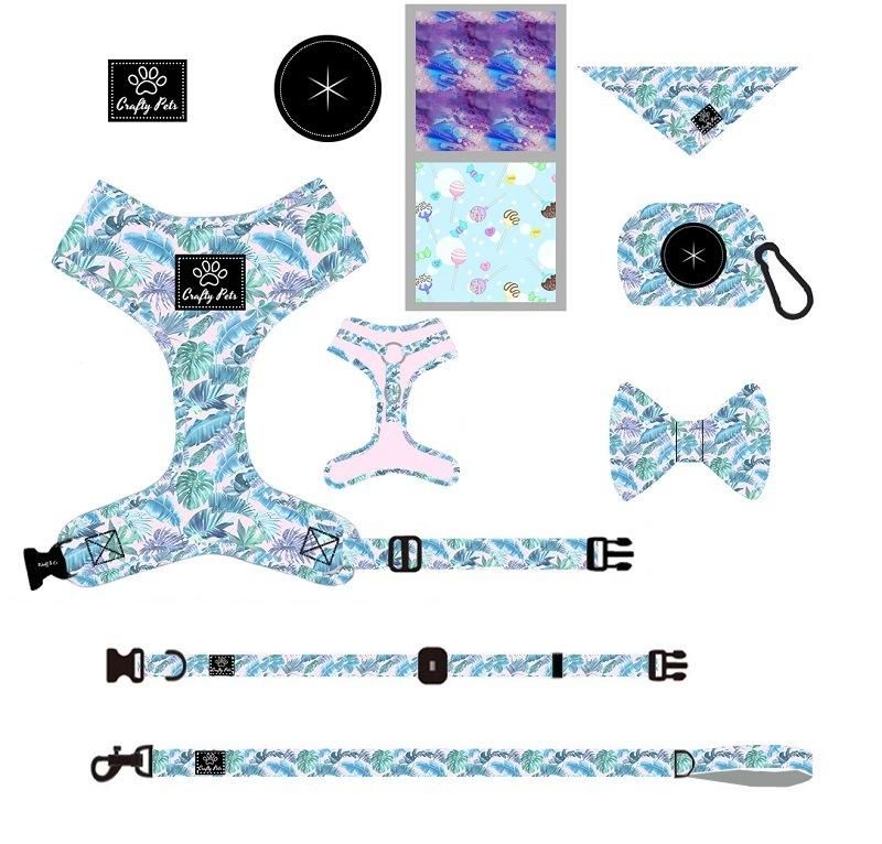 2021 New Arrival Pet Products Ajustable Dog Harness and Leash Set Sublimation Pattern Pets Accesories