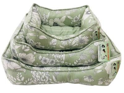 Concise Printed Dog Hemming Cuddler Set 3 Square Pet Bed