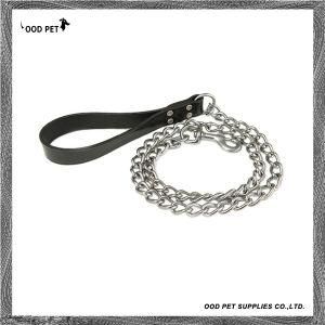 Cow Leather with Steel Chains Dog Training Leash (SPC7167)