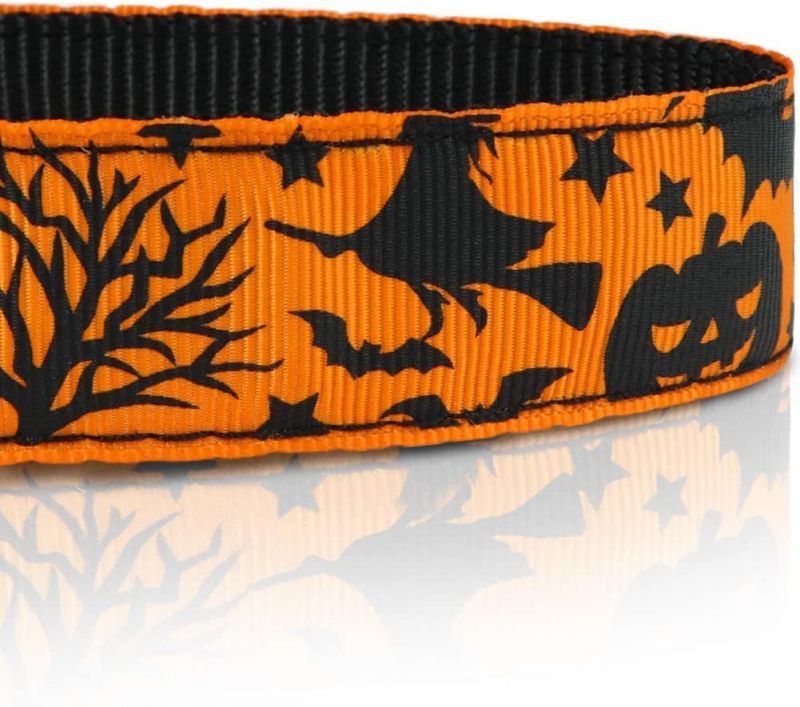 Halloween Dog Bandanas and Collars Set, Pumpkin Witch Ghost Costume Triangle Pet Scarf & Collar