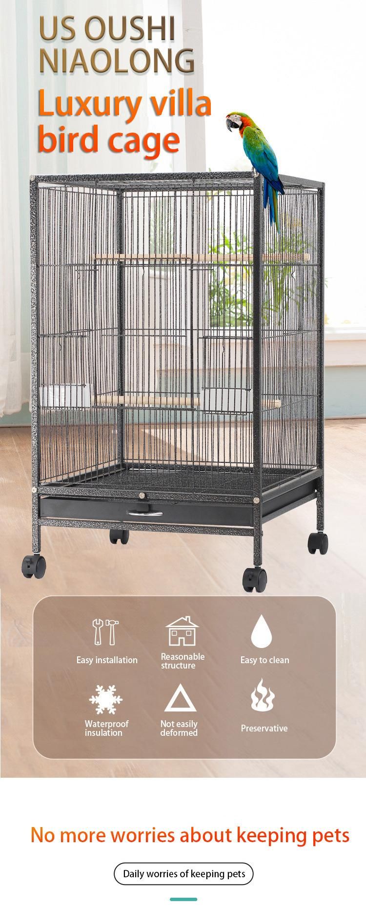 Factory Supply Large Metal Bird Cage with Plastic Trays