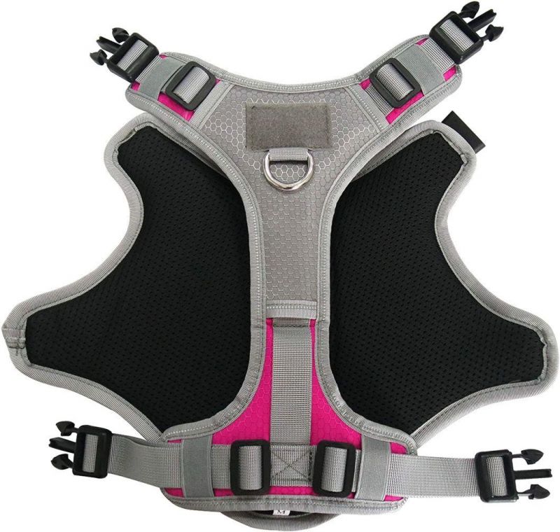 Flexi Pink Color Service Dog Harness with Breathable Mesh and Reflective Fabric