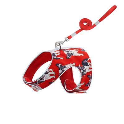 Cool Dog Pattern Cat Harness and Pet Leash with Reflective Strap