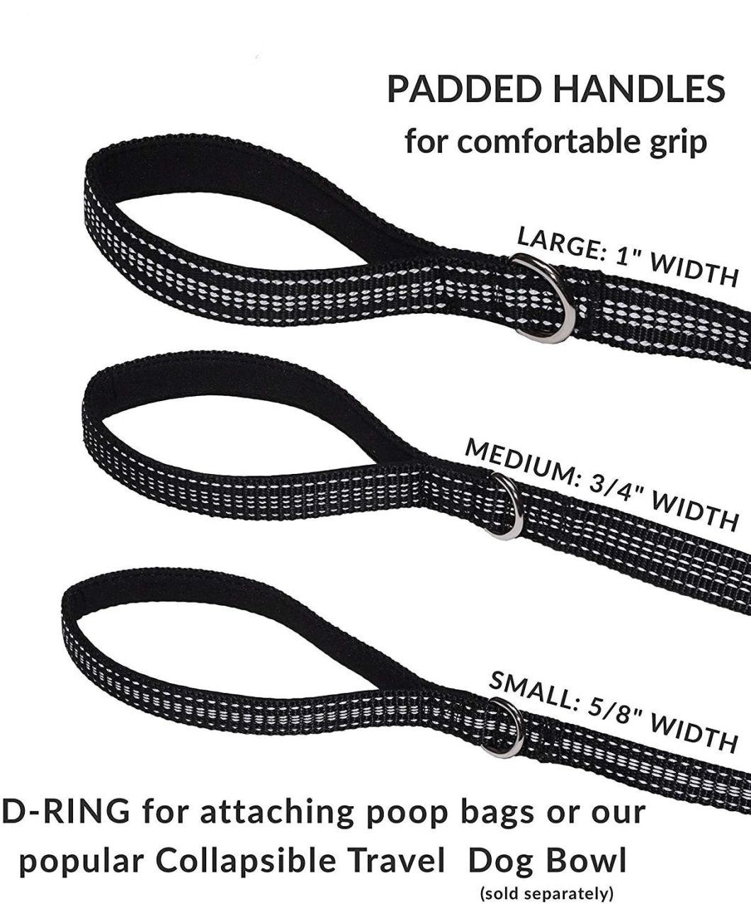 Premium Reflective Double Dog Leash with 2 Padded Handles