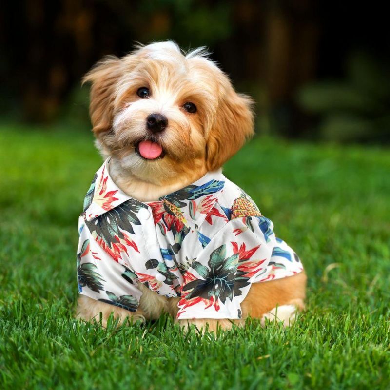 Pet Summer T-Shirts Hawaii Style Beach Seaside Floral Dog Shirt