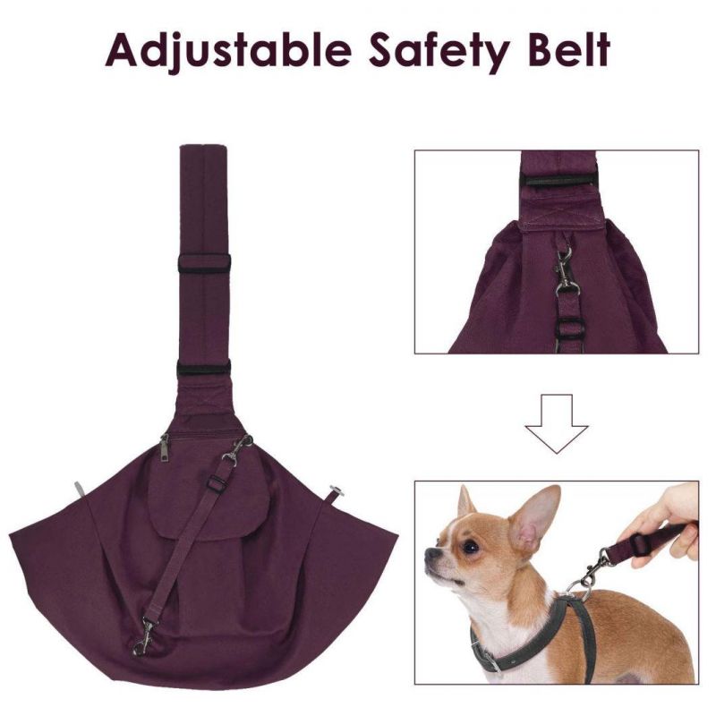 Pet Carrier Hand Free Sling Adjustable Padded Strap Tote Bag Breathable Cotton Shoulder Bag