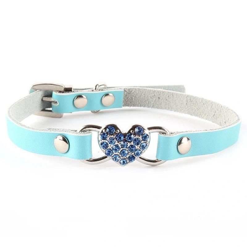 Cat Dog Collar Leather Heart Pet Collar Chihuahua Kitten Dogs Leashes Cat Supplies Dog Accessories