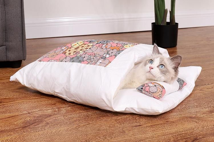 Washable Dog Cat Bed Cat Sleeping Bag Nest Mat Winter Warm Cat House Small Pet Bed