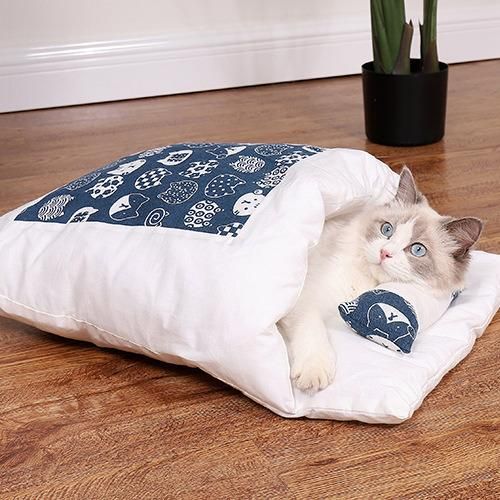 Washable Dog Cat Bed Cat Sleeping Bag Nest Mat Winter Warm Cat House Small Pet Bed